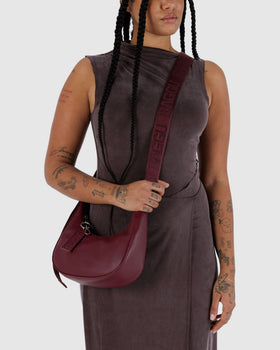Small Recycled Leather Crescent Bag